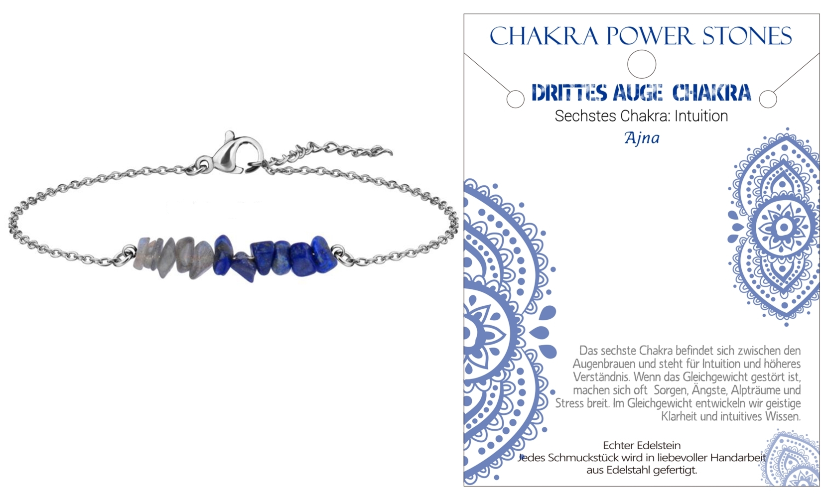 Drittes Auge Chakra - Intuition - Armband J711-06
