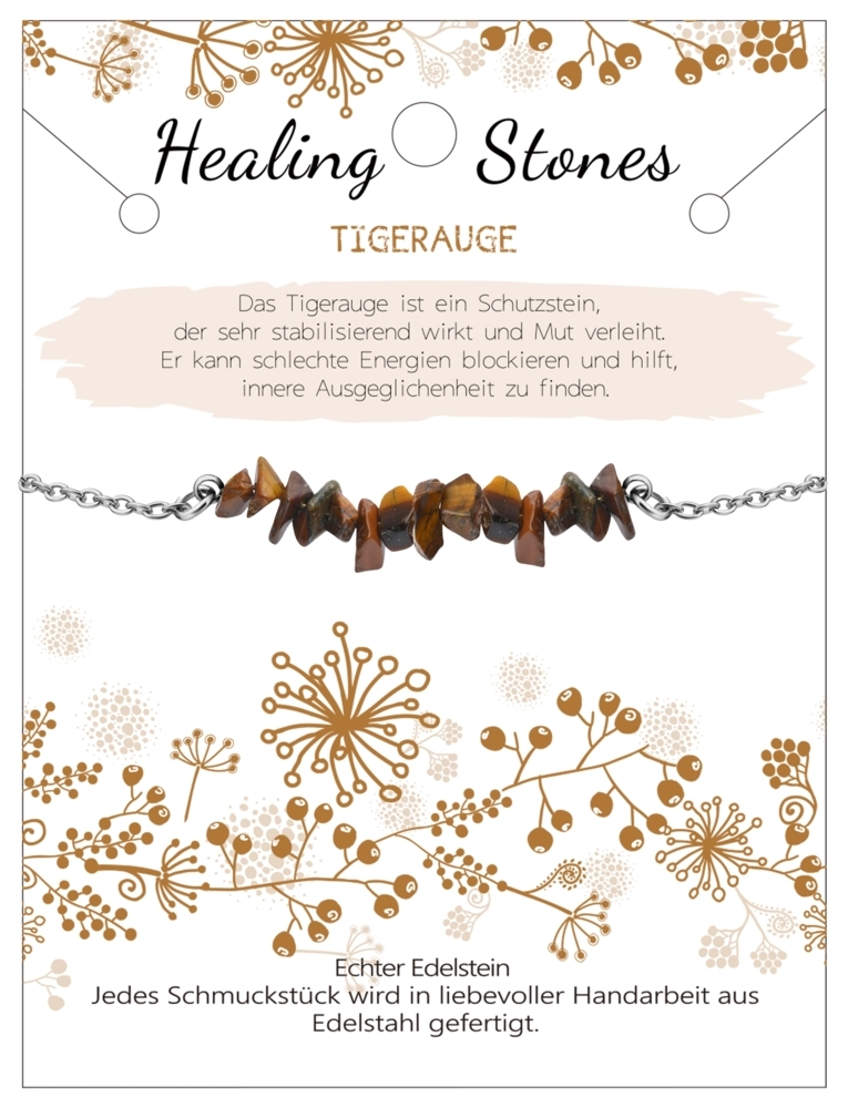 Tigerauge Healing Stone Edelstahlarmband J712-09