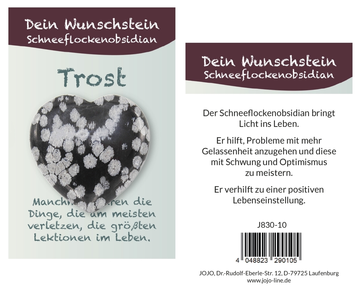 Schneeflockenobsidian Taschensteinherz Wunschstein J836-10