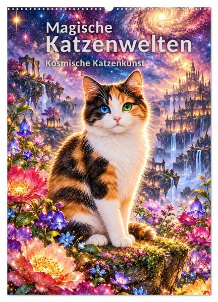 Magische Katzenwelten. Kosmische Katzenkunst (Wandkalender 2027 DIN A2 hoch) CALVENDO Monatskalender