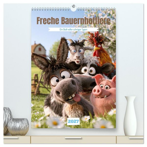 Bekloppt aber glücklich (hochwertiger Premium Wandkalender 2027 DIN A2 hoch) Kunstdruck in Hochglanz