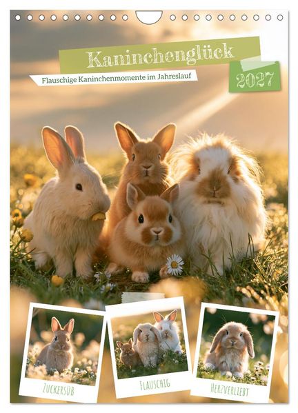 Kaninchenglück (Wandkalender 2027 DIN A4 hoch) CALVENDO Monatskalender