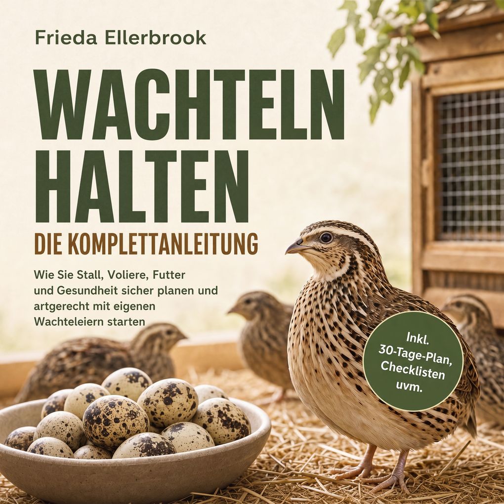 Wachteln halten - Die Komplettanleitung: Wie Sie Stall Voliere Futter und Gesundheit sicher planen und artgerecht mit eigenen Wachteleiern starten - inkl. 30-Tage-Plan Checklisten uvm.