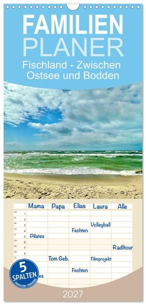 Familienplaner 2027 - Fischland - Zwischen Ostsee und Bodden mit 5 Spalten (Wandkalender 21 x 45 cm) CALVENDO
