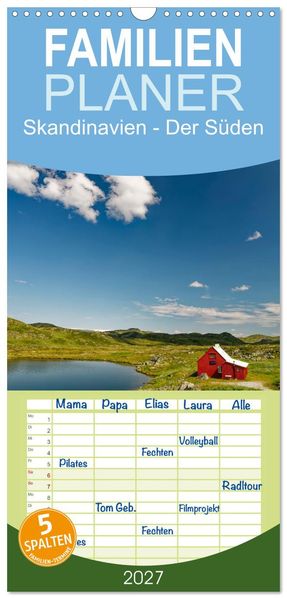 Familienplaner 2027 - Skandinavien - Der Süden mit 5 Spalten (Wandkalender 21 x 45 cm) CALVENDO