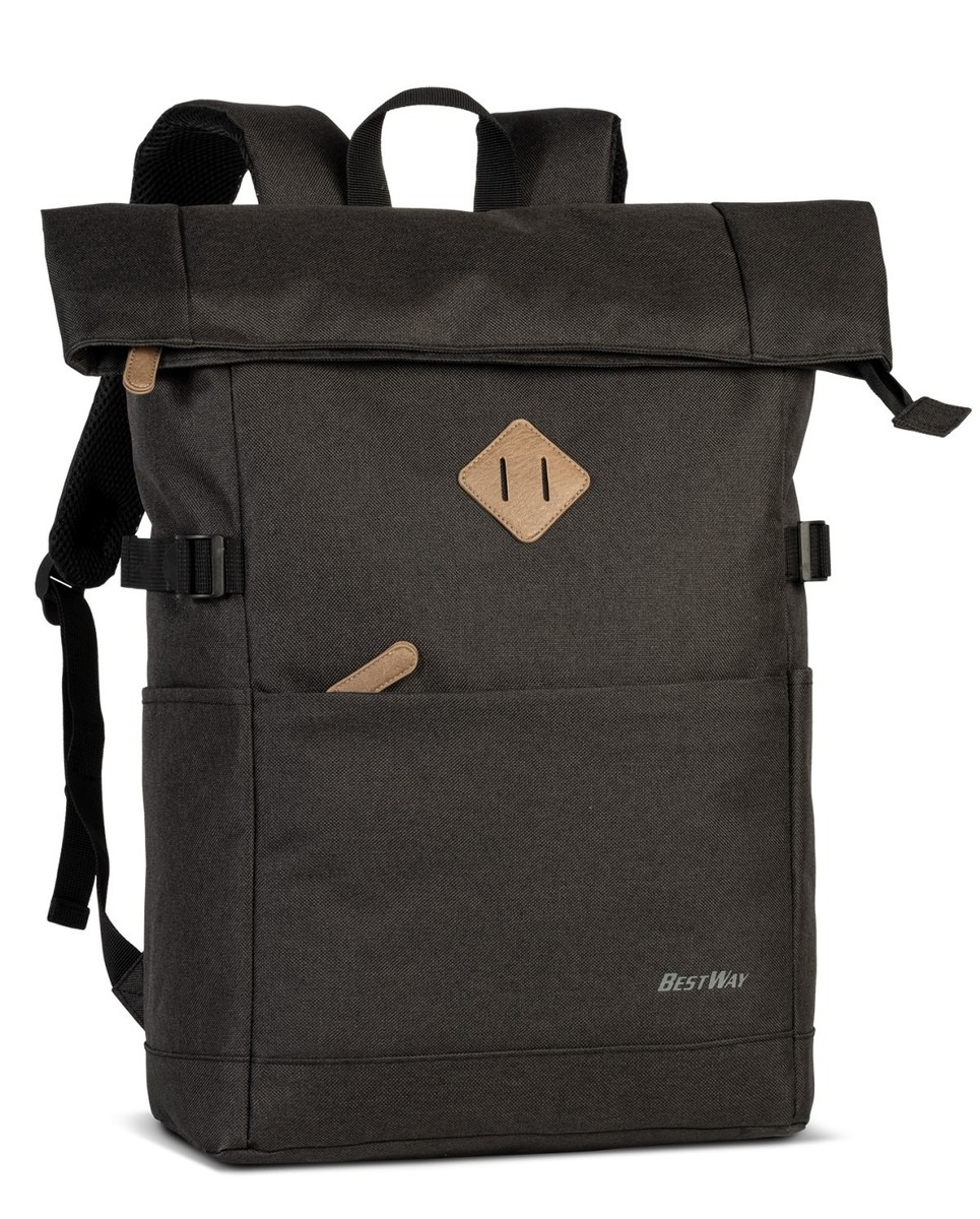 BESTWAY® Rucksack Campus Sytle Rolltop schwarz/schwarz variabel von 19 bis 25 Litern
