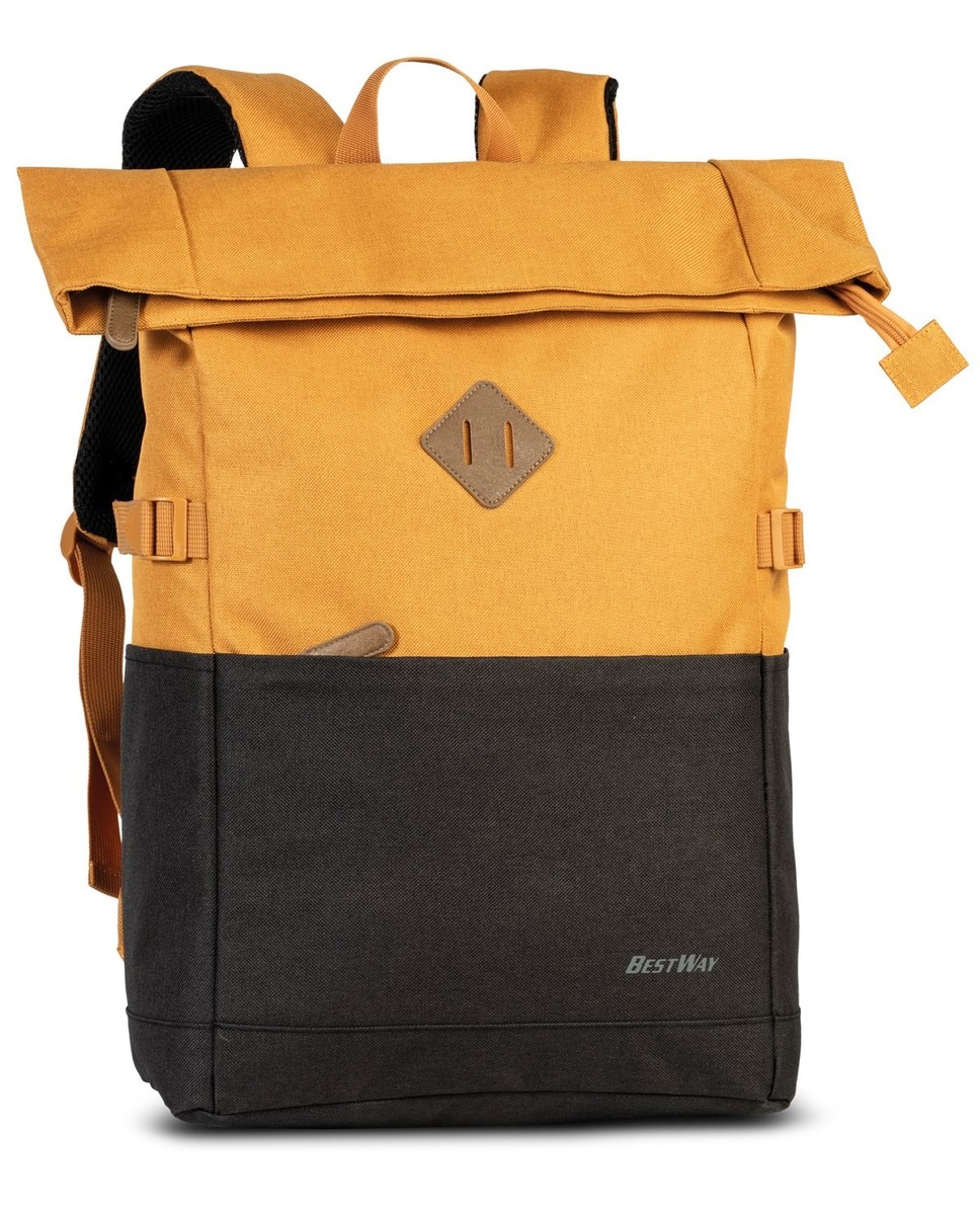 BESTWAY® Rucksack Campus Sytle Rolltop ocker/schwarz variabel von 19 bis 25 Litern