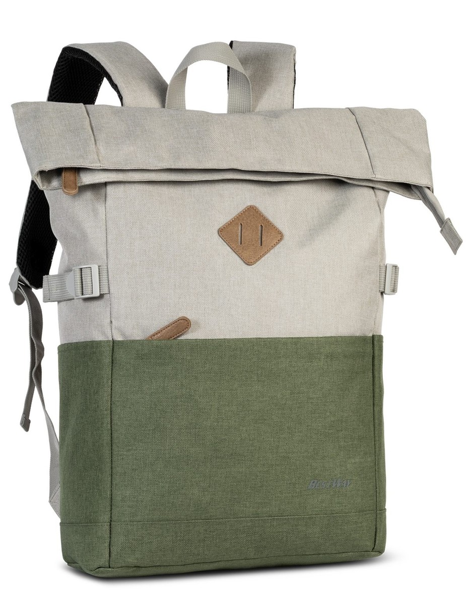 BESTWAY® Rucksack Campus Sytle Rolltop hellgrau/khaki variabel von 19 bis 25 Litern