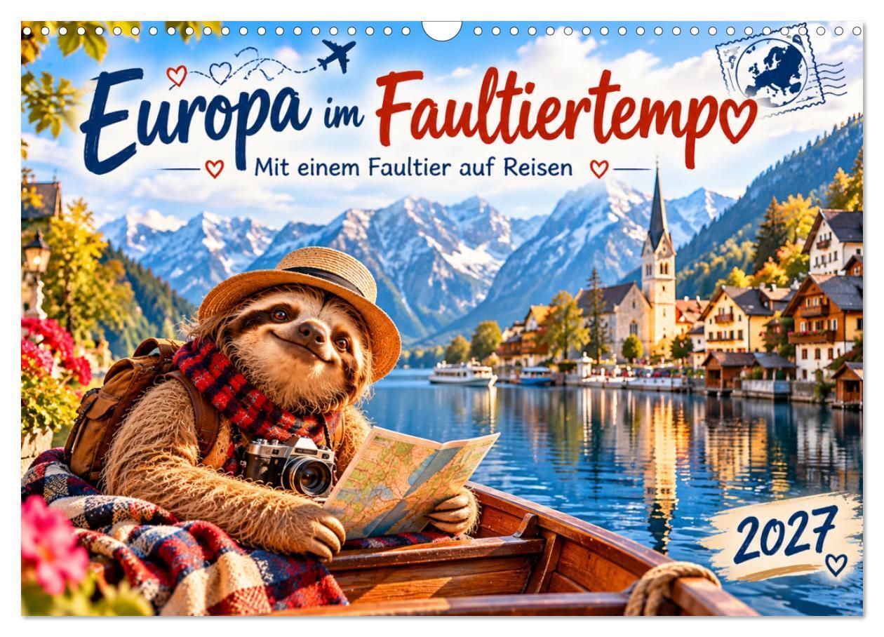 Europa im Faultiertempo (Wandkalender 2027 DIN A3 quer) CALVENDO Monatskalender