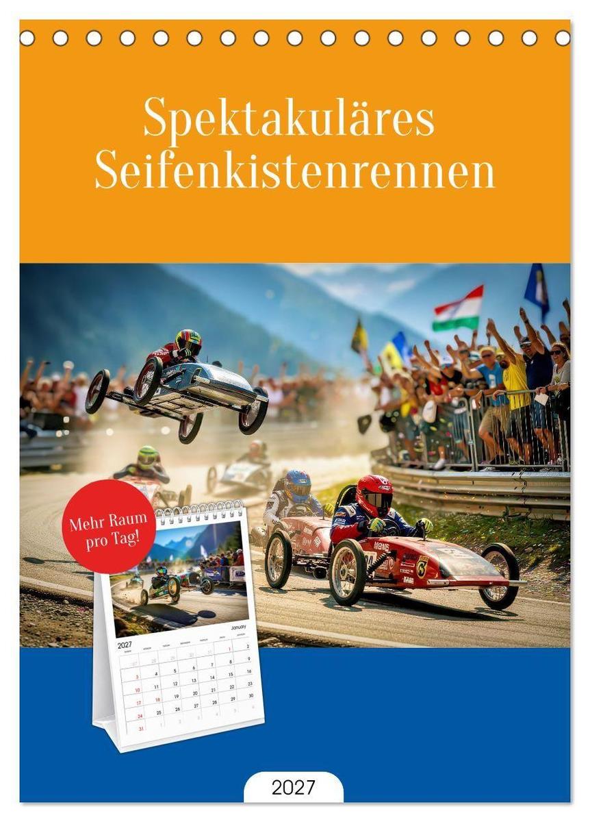 Tischplaner 2027 - Spektakuläres Seifenkistenrennen (A5 Tischkalender zum Aufstellen) CALVENDO