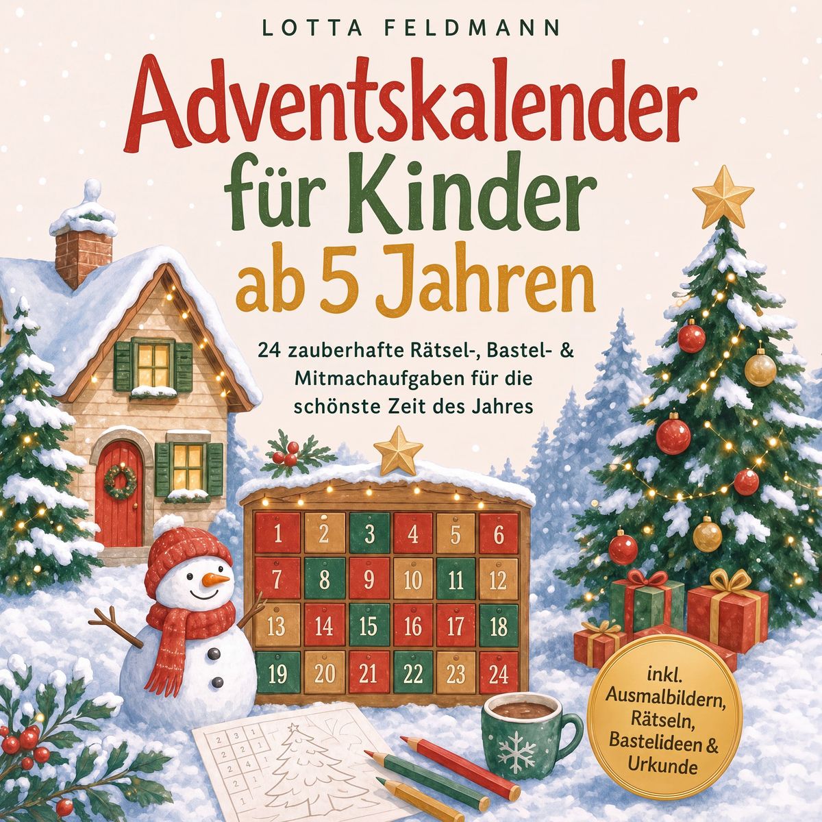 Adventskalender für Kinder ab 5 Jahren: 24 zauberhafte Rätsel- Bastel- & Mitmachaufgaben für die schönste Zeit des Jahres - inkl. Ausmalbildern Rätseln Bastelideen & Urkunde