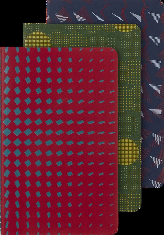 Moleskine Cahier Notizhefte3er-Set L/A5 Liniert Kartoneinband Gemustert Grün/Blau/Rot