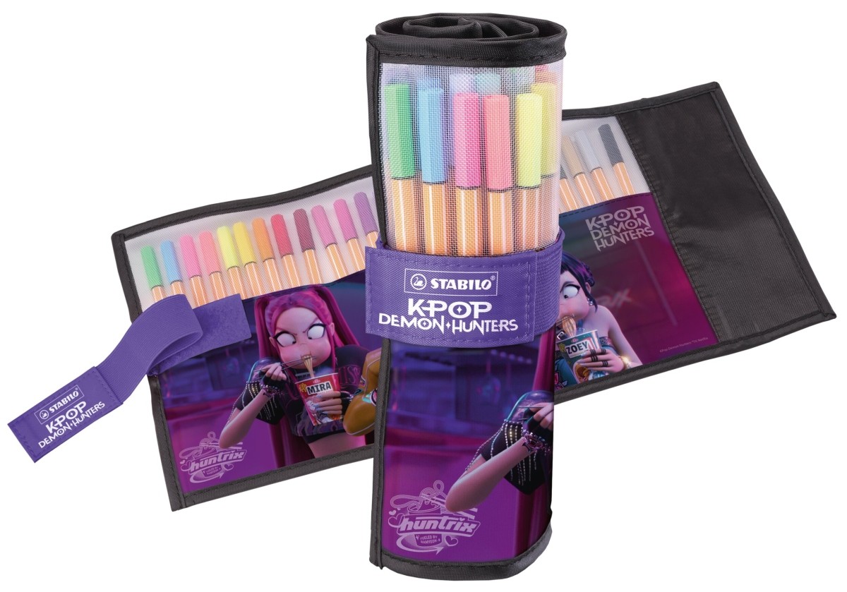STABILO Fineliner point 88 KPop Demon Hunters Rollerset 25er Set in schwarz/violett - 25 Farben