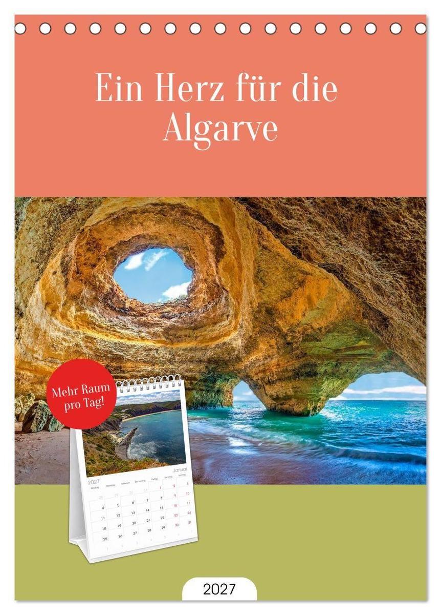 Tischplaner 2027 - Ein Herz für die Algarve (A5 Tischkalender zum Aufstellen) CALVENDO
