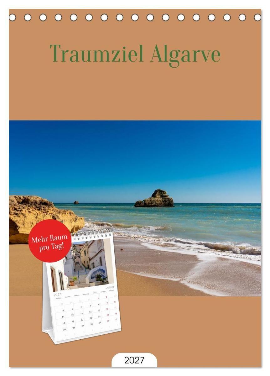 Tischplaner 2027 - Traumziel Algarve (A5 Tischkalender zum Aufstellen) CALVENDO