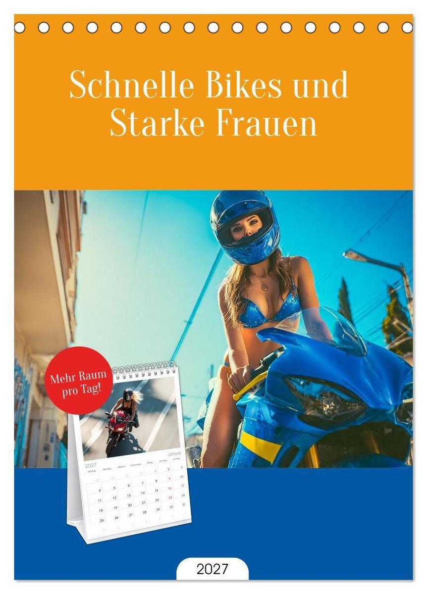 Tischplaner 2027 - Schnelle Bikes und Starke Frauen (A5 Tischkalender zum Aufstellen) CALVENDO