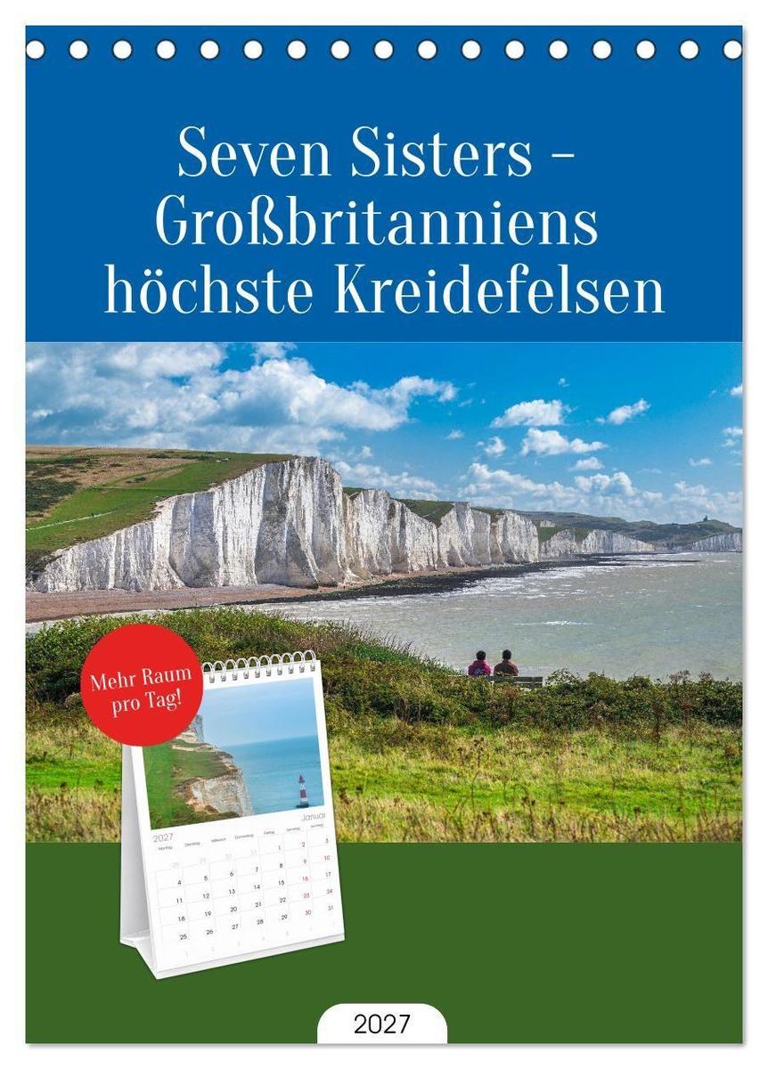 Tischplaner 2027 - Seven Sisters - Großbritanniens höchste Kreidefelsen (A5 Tischkalender zum Aufstellen) CALVENDO