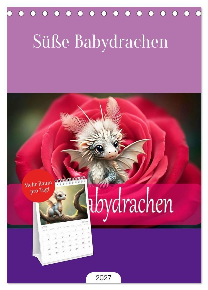 Tischplaner 2027 - Süße Babydrachen (A5 Tischkalender zum Aufstellen) CALVENDO