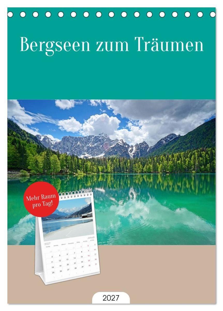 Tischplaner 2027 - Bergseen zum Träumen (A5 Tischkalender zum Aufstellen) CALVENDO
