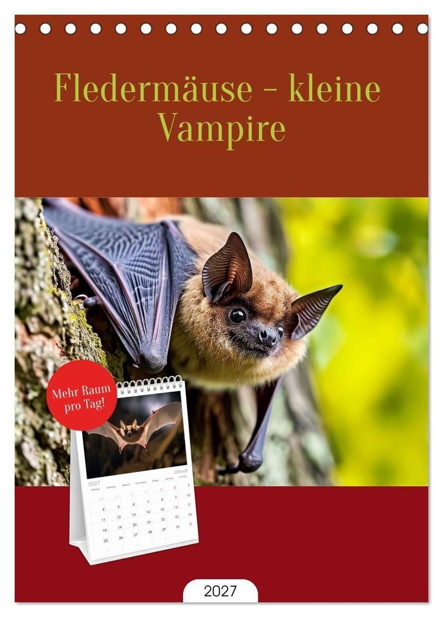 Tischplaner 2027 - Fledermäuse - kleine Vampire (A5 Tischkalender zum Aufstellen) CALVENDO