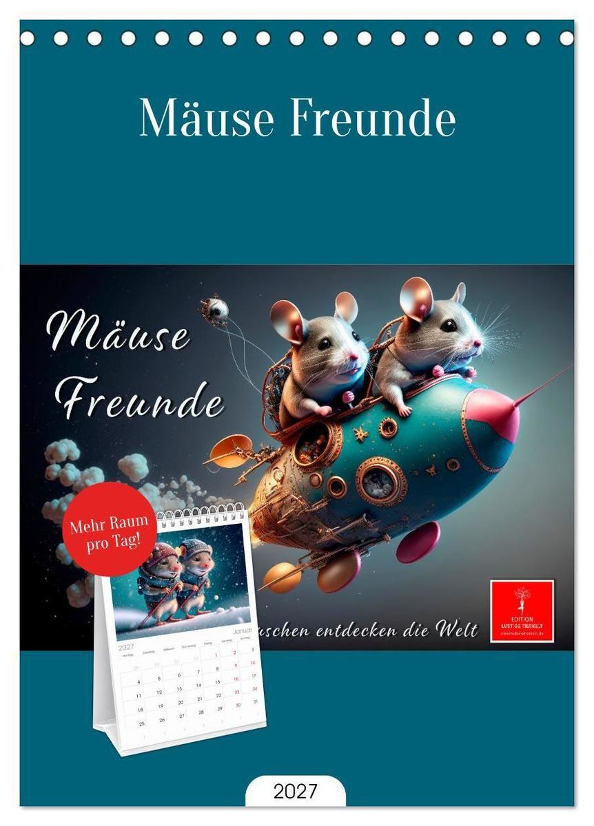 Tischplaner 2027 - Mäuse Freunde (A5 Tischkalender zum Aufstellen) CALVENDO