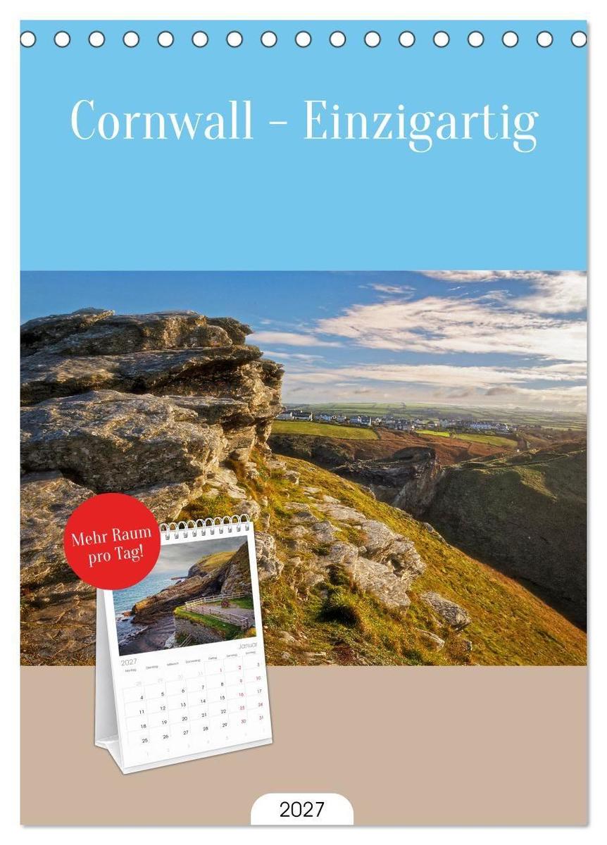 Tischplaner 2027 - Cornwall - Einzigartig (A5 Tischkalender zum Aufstellen) CALVENDO