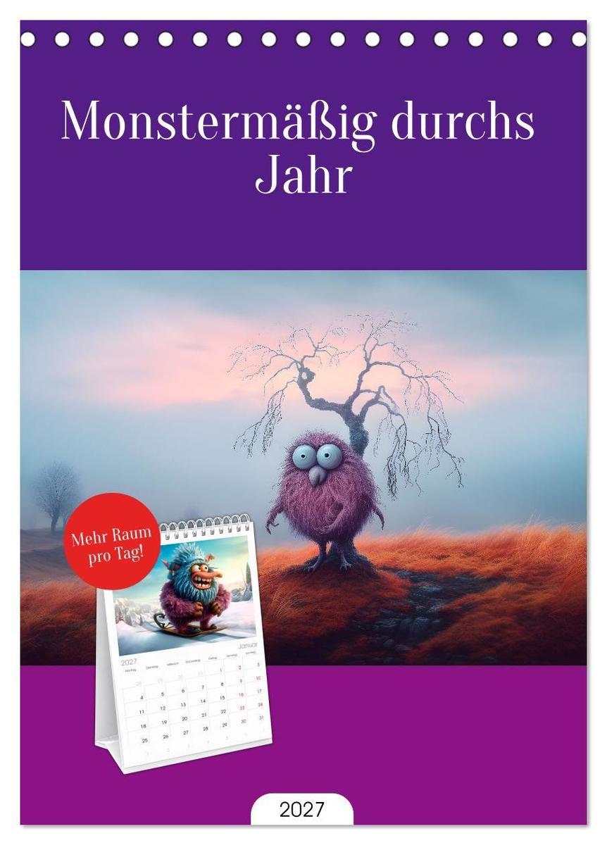 Tischplaner 2027 - Monstermäßig durchs Jahr (A5 Tischkalender zum Aufstellen) CALVENDO