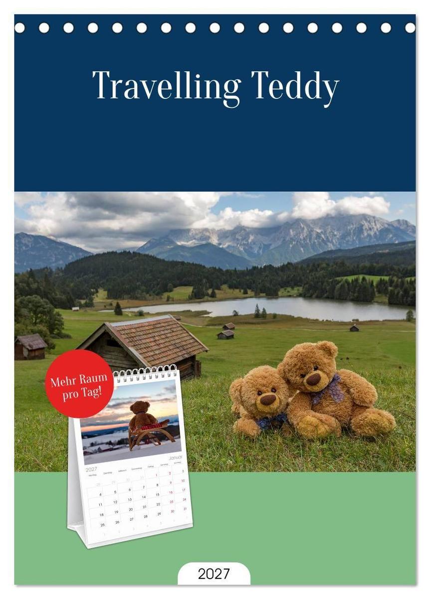 Tischplaner 2027 - Travelling Teddy (A5 Tischkalender zum Aufstellen) CALVENDO