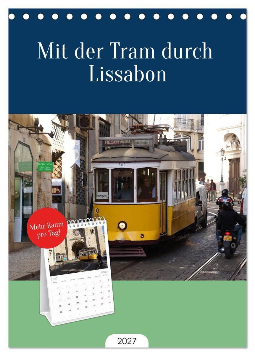 Tischplaner 2027 - Mit der Tram durch Lissabon (A5 Tischkalender zum Aufstellen) CALVENDO