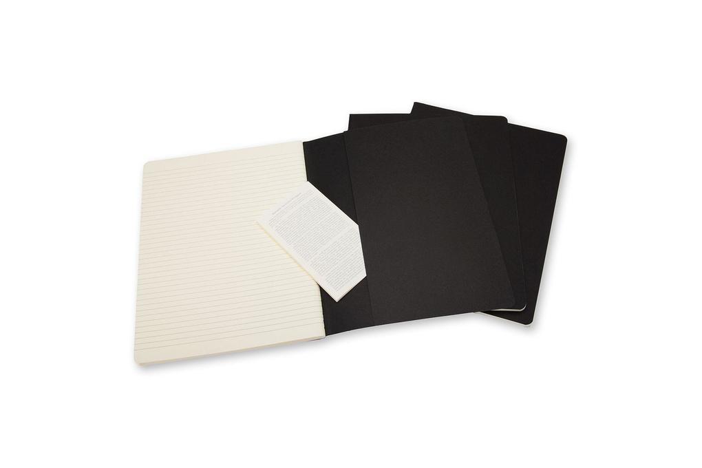 Moleskine Cahier Ruled Notebook Pack of 3, Extra Large, Soft Cover, Black