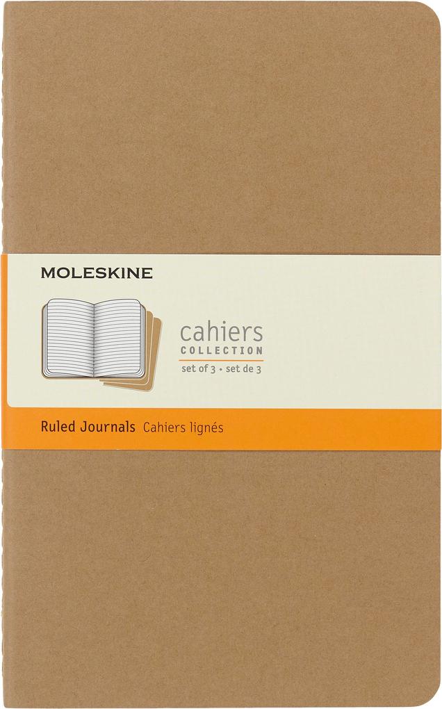 Moleskine Cahier Notebook Large Ruled, Pack of 3, Kraft, none