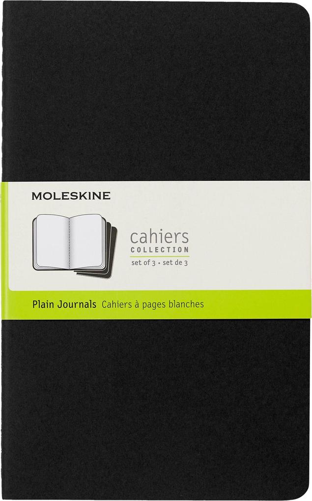 Moleskine Cahier Large Plain Journal, Flexible Heavy Duty Cover, Black