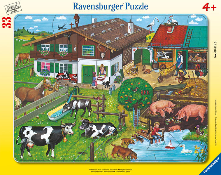 Image of Rahmen-Puzzle, 33 Teile, 32,5x24,5 cm, Tierfamilien