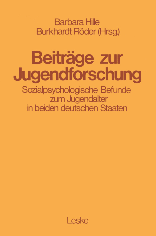 Beiträge zur Jugendforschung - Barbara Hille/ Burkhard Roeder