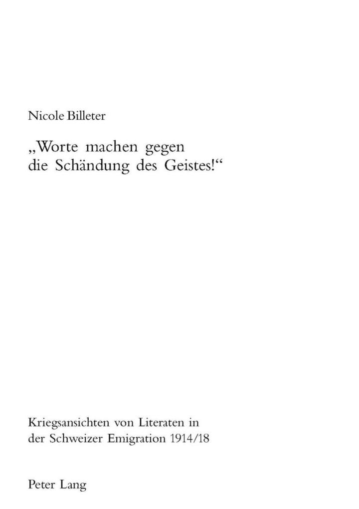 'Worte machen gegen die Schändung des Geistes!'