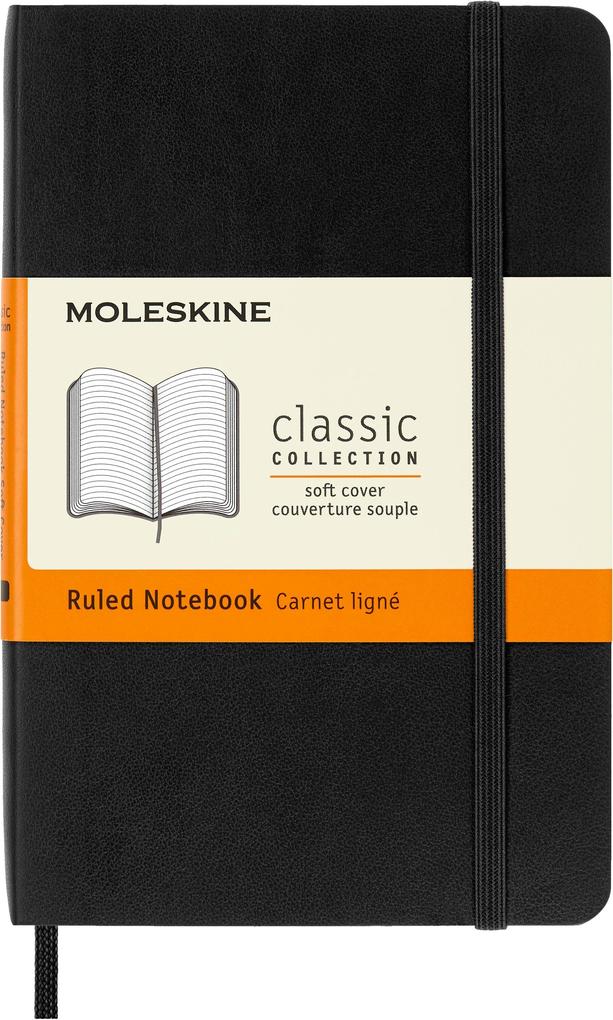 Moleskine Soft Cover Ruled Pocket Notebook, Flexible, Black