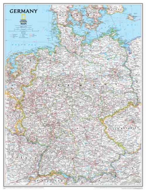 National Geographic Map Germany Politival Map laminiert Planokarte