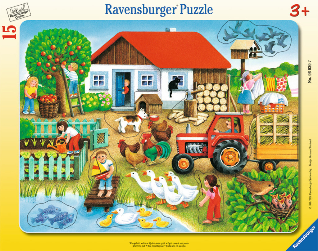 Image of Rahmen-Puzzle mit Konturen, 15 Teile, 32,5x24,5 cm, Was gehört wohin?