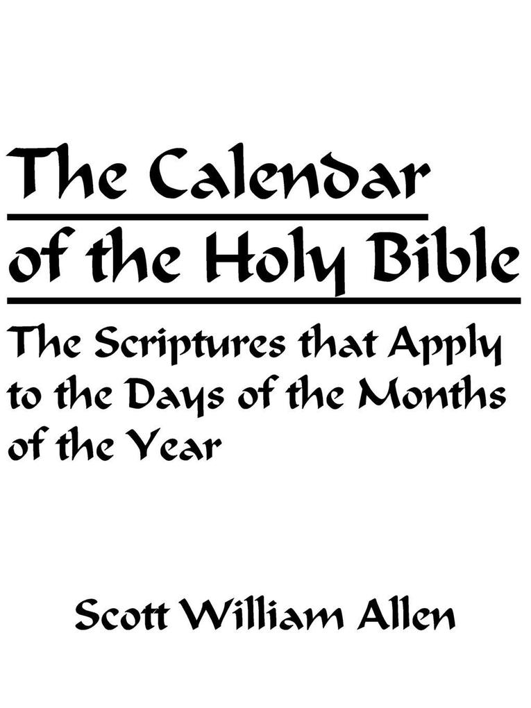 The Calendar of the Holy Bible