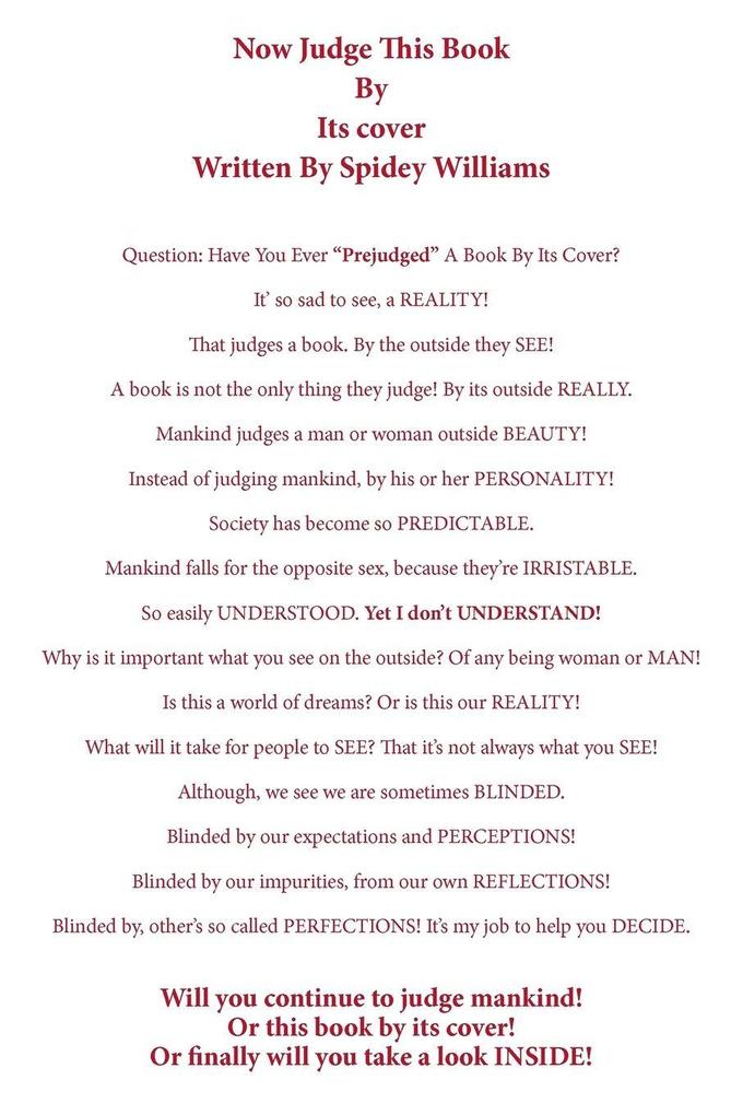 Now Judge This Book By Its Cover