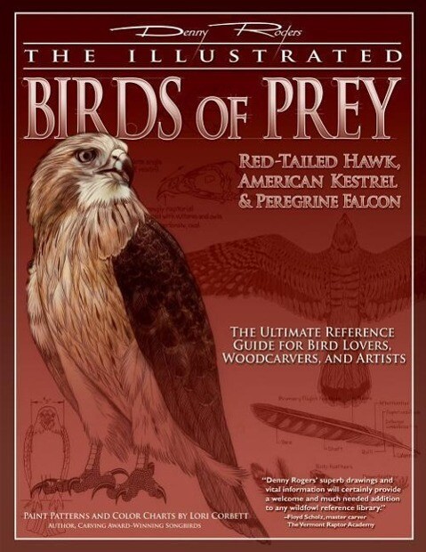 Illustrated Birds of Prey: Red-Tailed Hawk American Kestral & Peregrine Falcon: The Ultimate Reference Guide for Bird Lovers Woodcarvers and Artis - Denny Rogers