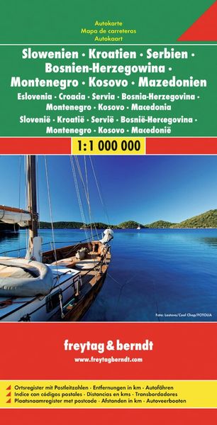 Freytag + Berndt Slowenien / Kroatien / Serbien / Bosnien-Herzegowina / Montenegro / Kosovo / Mazedonien 1 , 1 000. Autokarte