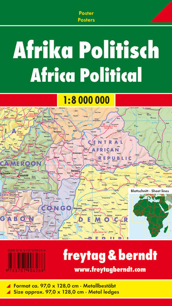 Freytag & Berndt Poster Afrika physisch-politisch mit Metallstäben