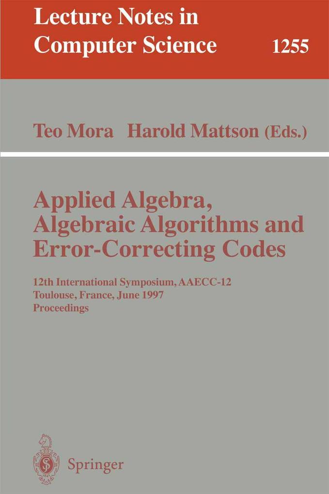 Applied Algebra Algebraic Algorithms and Error-Correcting Codes