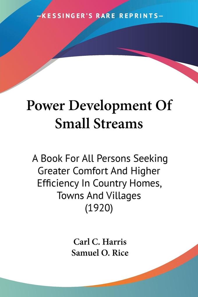 Power Development Of Small Streams