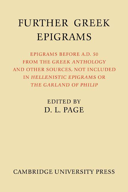 Further Greek Epigrams