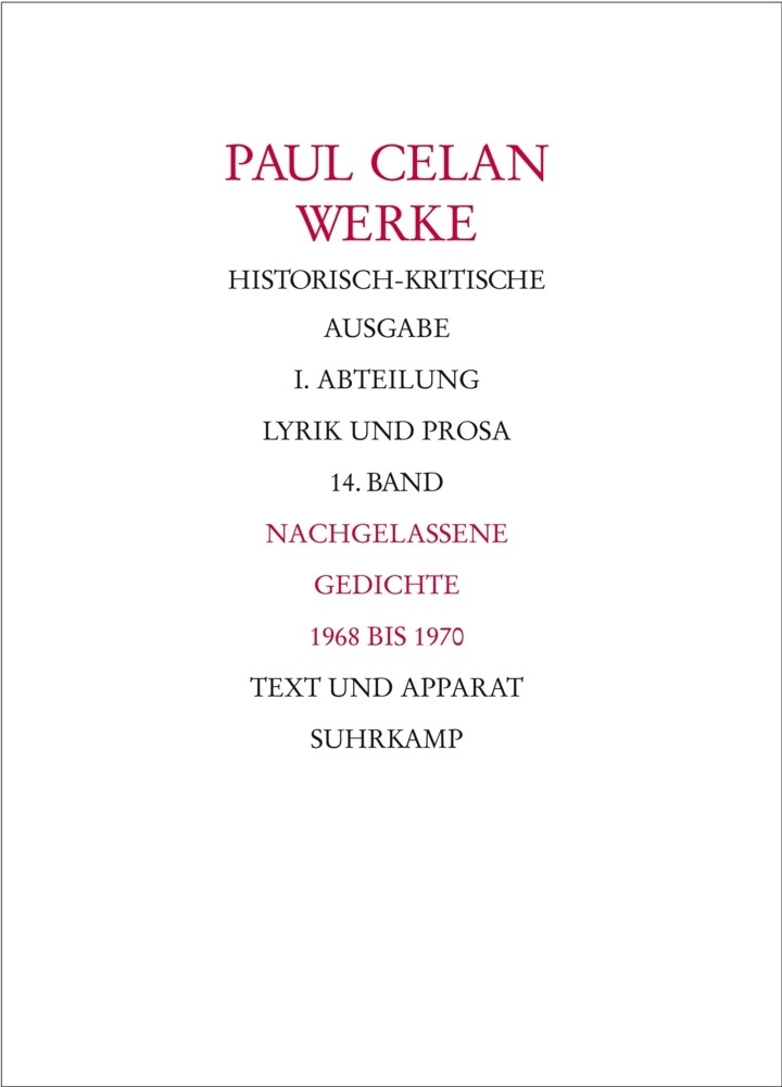 Nachgelassene Gedichte 1968-1970 - Paul Celan