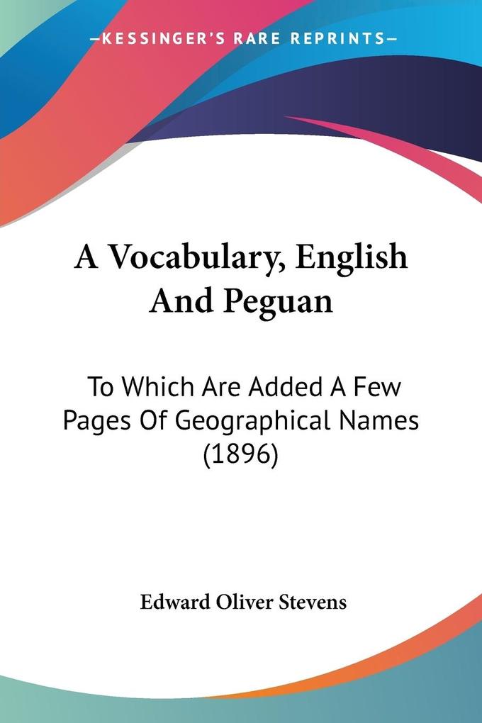 A Vocabulary English And Peguan
