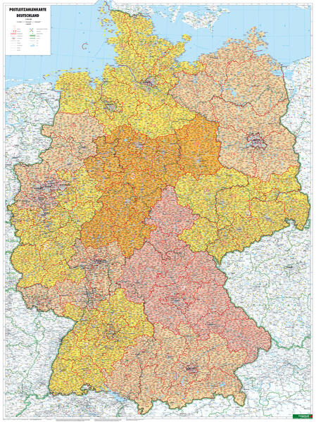 Deutschland Postleitzahlen 1:700.000 Poster. Germany Post Codes