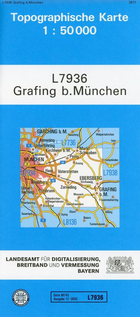 Topographische Karte Bayern Grafing b. München